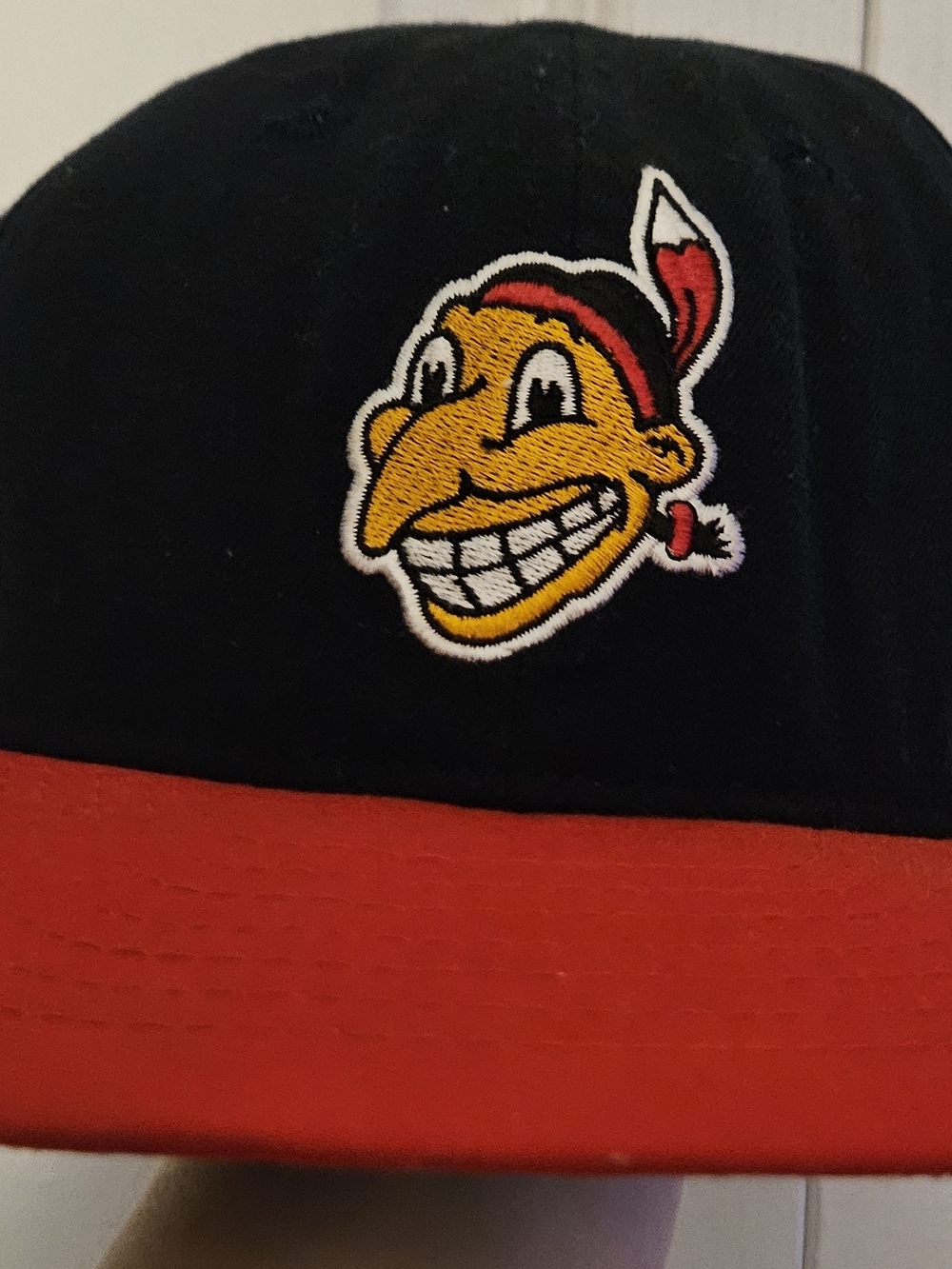 Vintage Roman USA Cleveland Indians 70s Wahoo Plain Logo Fitted MLB Cap Hat RARE